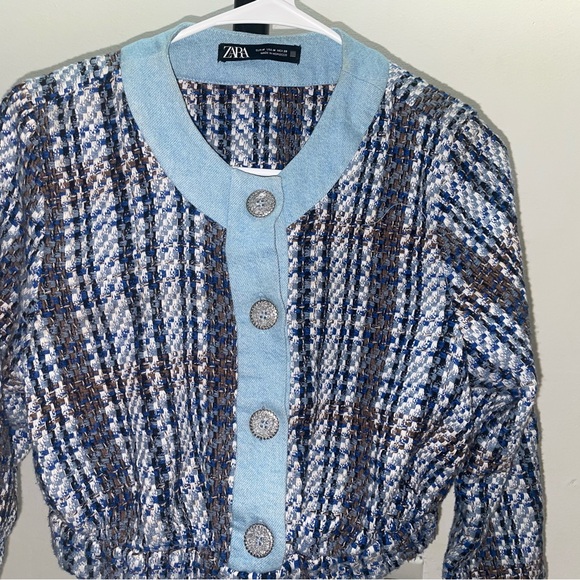 Zara Combination Textured Denim top - Picture 4 of 9